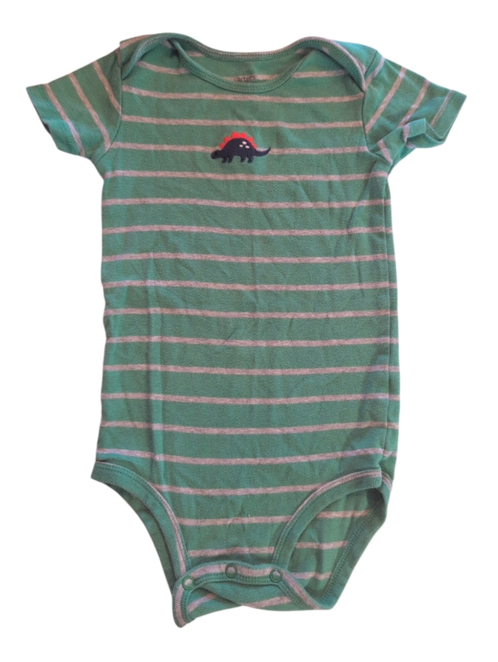 🍁2/$7🍁 CARTER'S Green And Grey Striped Dinosaur Onesie